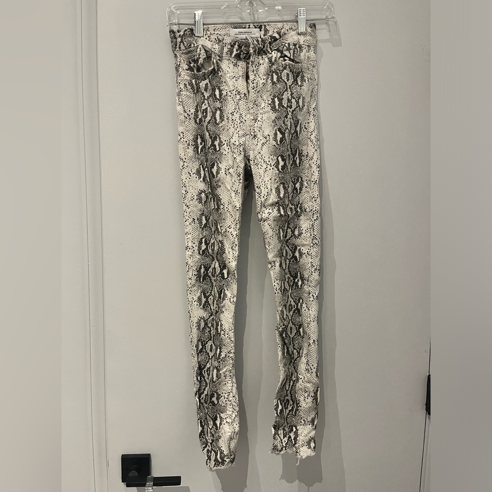 Snakeskin denim Stretch Zara Jeans